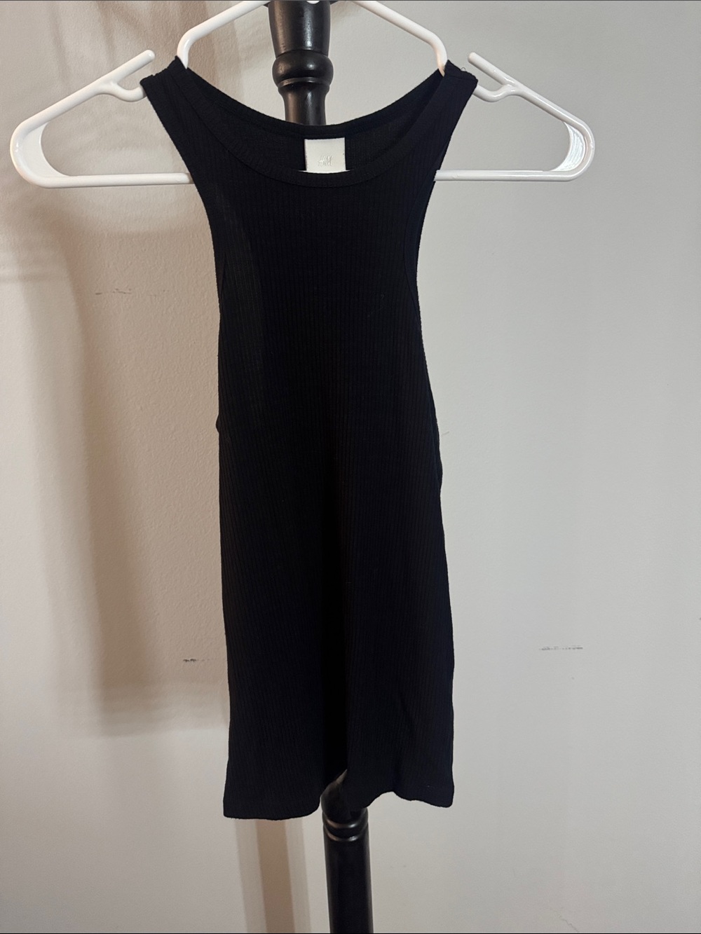 Black Ribbed Racer Front Tank Top 20.T